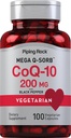 Piping Rock CoQ10 200mg Capsules ← 100 Pills ← Black Pepper Extract ← Coenzyme Q10 Suplemento para Mujeres y Hombres Silencio Vegetariano, No GMO, Gluten Free