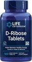 Extensión de vida Tablas D-Ribose, Plus Calcium, Ayuda a mantener niveles de energía saludables en el corazón y el músculo, promueve la producción de ATP, libre de gluten, no GMO, Vegan, 100 Tablets vegetarianos