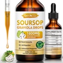 Soursop Graviola Liquid Drops 1800mg, Natural Antioxidante, Cell Support &amp; Regeneración, Immune Boost, Soursop Bitters Liquid, Sugar-Free, Non-GMO, Vegan, Orange Flavor, 2 FL OZ