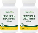 NaturesPlus Egg Yolk Lecithin - 600 mg, 180 Capsules - Pack of 2 - Soy Free, Gluten Free - 180 Total Servings