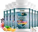 GreeNatr 7 en 1 Suplemento de Apoyo Inmunitario con Vitamina C, Vitamina D3, Zinc 50mg, Quercetina, Echinacea Purpurea, Sambucus Elderberry y Ginger para Defensa Inmunitaria Completa - 60 cápsulas (12 botellas)