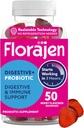 Florajen Organic Probiotic Gummies for Women &amp; Men - Gut Health &amp; Immune Support Supplement - Constipation &amp; Bloating Relief - 50 Gummies