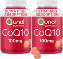 Qunol CoQ10 Gummies, CoQ10 100mg, Delicious Gummy Suplementos, Ayuda a apoyar la salud del corazón, Vegan, Gluten Gratis, Ultra High Absorption, 2 Month Supply (60 Cuenta, Pack de 2)