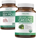 Irlandés Moss " Ecológico Super Verdes (3-Mes) Green Sea Synergy Bundle - Organic Irish Seamoss - Raw Vegan Superfood (180 Caps) " Organic Greens Powder with 28 Fruits " Vegetables (180 Caps)