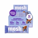 MOSH Blueberry Almond Crunch Keto Protein Bars, High Fiber, Low Carb, Gluten Free, High Protein, Brain Healthy Snack, 12 Count