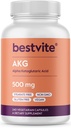 AKG (Alpha Ketoglutaric Acid) 1000mg por Serving (240 Vegetarian Capsules) - No Stearates - Vegan - No GMO - Gluten Gratis - Suplemento AKG