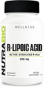 NutraBio R-Lipoic Acid Supplement, 200mg –Active Stabilized R-ALA Supplement- Optimized Alpha Lipoic Acid Formula for Better Absorption to Support Health and Wellness- 60 Capsules
