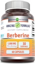 Amazing Formulas Berberine 1000mg Por Serving 60 Capsules Suplemento Silencio No GMO Silencioso Gluten Libre Silencio Made in USA