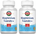 KAL Magnesium Taurate Plus 400mg w/Coenzyme B6 ← Altamente Bioavailable, Chelated, Vegan  habit for Normal Nerve, Función muscular y Salud del Corazón