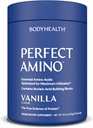 BodyHealth PerfectAmino Powder - BCAA and EAA Powder for Pre and Post Workout - Amino Acid Energy Drink for Hombres and Women to Support Lean Muscle and Recovery - Vanilla - 60 Servings