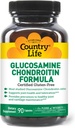 Country Life Glucosamine Chondroitin 1500mg/1200mg - Supports Joint Health & Lubrication - Maintains Healthy Cartilage, Tendon, Joint Tissue - Gluten Free, Non-GMO - 90 cápsulas - para adultos