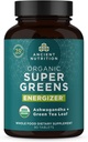 Antigua Nutrición Supergreens Energizer Tablets, Organic Superfood Tablets with Caffeine, Made from Real Fruits, Vegetables and Herbs, for Digestive and Energy Support, 90 Count