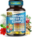 VEGATOT Organic Water Out Complex - 14-in-1 Fórmula - con Dandelion Uva Ursi Horsetail Corn Silk Parsley Nettle Hibiscus Ginger