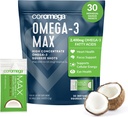 Coromega MAX 2400mg Omega-3 Fish Oil + Vitamina D Squeeze Packets, Wild-Caught, No Fishy Taste - 3X Better Absorption Than Softgels, Supports Brain & Heart Health (30 Servings, Coconut Bliss)