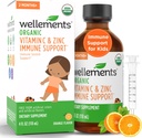 Wellements Organic Vitamin C &amp; Zinc Immune Support* Suplemento para niños 2 Meses+ ¦ USDA Organic, Free from Dyes, Paragons & Top 9 Most Common Allergens, Orange Flavor, (4 Fl Oz)