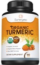 Sunergetic USDA Certified Organic Turmeric Supplement – Incluye Turmeric Orgánica &amp; Pimienta Negra Orgánica – 1.400 mg de Turmeric por Serve - 180 Conde (Pack of 1)