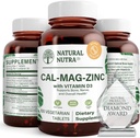 Natural Nutra Calcio Magnesio Zinc Suplemento con vitamina D3 para la fuerza ósea, ayuda a mejorar la fuerza muscular, la salud sin gluten y el azúcar libre, esencial Complejo mineral 100 cuenta (Pack of 3)