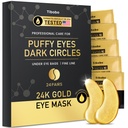 Bajo pares de ojos (24 pares) - 24K Gold Eye Masks Enriquecido con Abundant Collagen ¦ Diminish Dark Circles and Puffiness ← Anti-Aging, Smooth Fine Line, Nourish Skin - Regalos para la atención de la piel de las mujeres