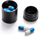 Caja de Aluminio de Aleación de Aluminio para Viajar, Caja de Píldora impermeable Organizador, Pocket Daliy Pill Holder Pill Container for Medicine Vitamin Fish Oils (Black)