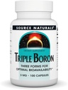 Fuente Naturales, Triple Borón, Tres Formas para la Biodisponibilidad Optimal*, Contiene 3 Formas de El Borón Mineral Trace – Citrate, Aspartate y Glycinate, 3mg - 100 cápsulas