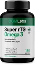 rTG Omega 3 Norwegian Fish Oil with CoQ10 Dietary Supplement- Heart Health & Antioxidant Support with Vitamins D &amp; E – 2000 mg Fuente sostenible – Super rTG Omega 3, 180 Softgels by CGM Labs