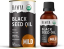 RAWYA Black Seed Oil - Cold Pressed - Black Cumin Seed - Premium Nigella Sativa - Omega 3 6 9 - Kalonji para la piel y el cabello saludable - No GMO, sin gluten - Aceite de bienestar - sabor suave - 3.4 Fl Oz