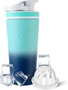 Ice Shaker Acero Insulado Botella de Acero Insonor Silencio 26oz, Navy/Mint Silencio frío por 30+ Horas Silencio Copa Insulado con Agitador Twist-on ← Botella libre de olores para Protein Shakes, Agua, Moquetas, Cocktails