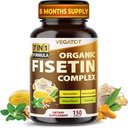 Complejo de Fisetina Orgánica VEGATOT 7-in-1 Fórmula Silencioso con Quercetin, Resveratrol, Ashwagandha, Maca Root, Turmeric, Black Pepper ← 150 Capsules ← Non-GMO, Gluten-Free
