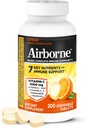 Airborne 1000mg Vitamina C con D y Zinc, Multivitamínico Apoyo Suplemento con Antioxidantes A, C y E, 200 Tablas Chewable, Citrus Flavor