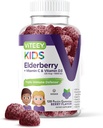 Viteey Sambucus Elderberry Gummies for Kids Immune Support Suplementos con Vitamina D3 &amp; Vitamina C 3-1 Immune Booster - Vegetariano, Gelatin Gratis, Gluten Gratis, GMO Gratis - Tasty Chewable Berry Flavored