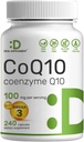 DEAL SUPPLEMENT CoQ10 100mg con Omega 3 100mg, 240 cápsulas ← Bioavailable Coenzyme Q10 Fórmula ← Apoya Corazón, Energía y Salud Cerebro Silencio Antioxidante Apoyo 