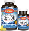 Carlson - El aceite de pescado muy fino, 700 mg Omega-3, suplemento de aceite de pescado noruego, aceite de pescado salvaje omega-3, cápsulas de aceite de pescado de origen sostenible, suplemento Omega-3, naranja, 120+30 Softgels