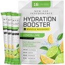 New Age Performance Hydration Packets, Electrolytes Powder, Liquid Enhancer for Dehydration Relief, L-Glutamine Amino Acids for Muscle Workout Recovery, Sugar Free & 0 Calorie, 16 Sticks (Lemon Lime)