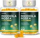2 Pack sin azúcar Rhodiola Rosea Gummies 1000mg, Rhodiola Rosea Suplemento para Hombres Mujer, Apoyo Endurance, Mood & Energy, Non-GMO, Vegan, 120 Conde