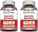 Amazing Formulas Quercetin 800mg con Bromelain 165mg, 120 Veggie Capsules Suplemento (Pack of 2) - No GMO - Gluten Gratis - Apoyos Salud general y bienestar
