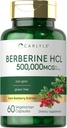 Carlyle Berberine HCL Suplemento TEN 500,000mcg TEN 60 cápsulas TEN VÉGICA, NO ORGANIZACIÓN, Gluten Free