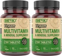 DEVA Tiny Tablets Vegan Multivitamin for Women &amp; Men 2-Pack with Iron, Vitamina C, E, B Complex Vitamins, Zinc, 90 Tablets Cada