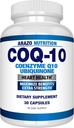 Arazo Nutrition CoQ10 Ubiquinone Coenzyme Q10-200mg Maximum Strength Nutritional Supplement - High Absorp Soy Capsules with No