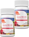 Zahler - Junior Vitamina D3 + K2 Chewable Tablets for Kids Vitamin D for Kids 2000 UI ← Delicious Vitamin D K2 Chews to Support Healthy Bones & Teeth - Kosher, Less Sugar Than Gummies (2 Pack)