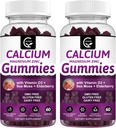 Calcio Magnesio Zinc Gummies with High Absorption Magnesium Glycinate Potassium - Complejo de Plantas Magnesio de Calcio 2:1 Ratio, con D3 Moss para Hueso, Musculos, Immune & Sleep Support, Vegan-2 Pack